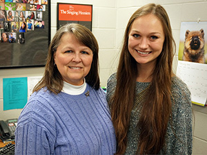 Janie Gordon, pictured with Emma Terry, student coordinator of the 2013 Courage to Climb concert.